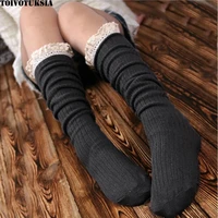 toivotuksia full cotton knee high socks for women lace boot socks women with cotton lace frilly