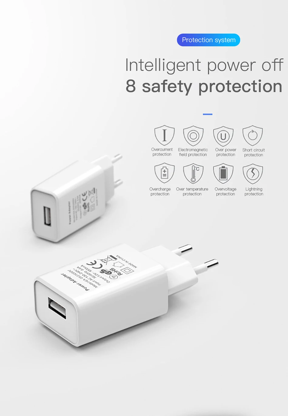 ACCEZZ USB зарядное устройство для телефона, 5 В, 2 А, штепсельная вилка европейского стандарта для iphone, iPad, универсальное для samsung, huawei, Xiaomi 8, настенное зарядное устройство для мобильного телефона, адаптер