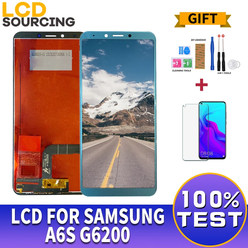 

ЖК-дисплей 6,0 дюйма для Samsung A6S G6200, сенсорный ЖК-экран, сенсорная панель, дигитайзер в сборе для Samsung A6s, сменный дисплей