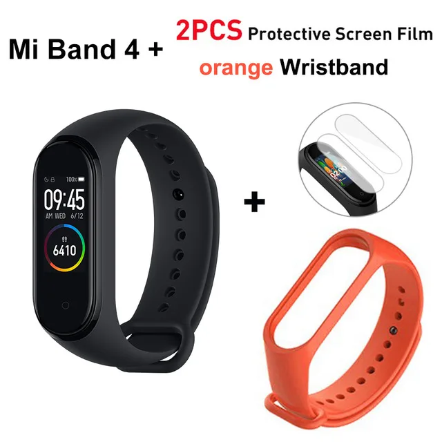 Add Orange Strap Xiaomi mi-браслет 4 смарт-браслет 3 AMOLED экран mi Band 4 Bluetooth пульсометр Фитнес Спорт 50 атм водонепроницаемый смарт-браслет - Цвет: Add Orange Strap