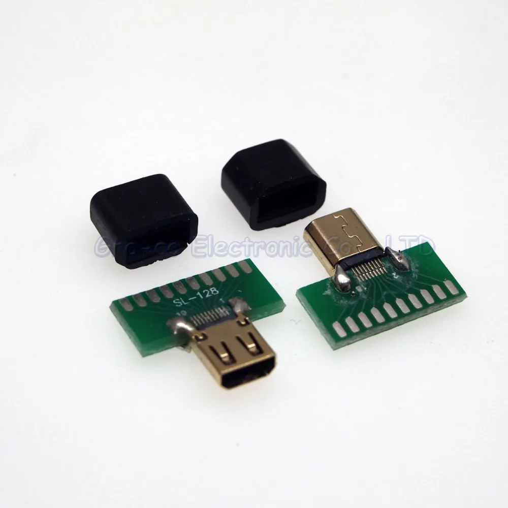 5 комплектов 2 в 1 гнездовой разъем MICRO HDMI с печатной платой и пластиковым корпусом