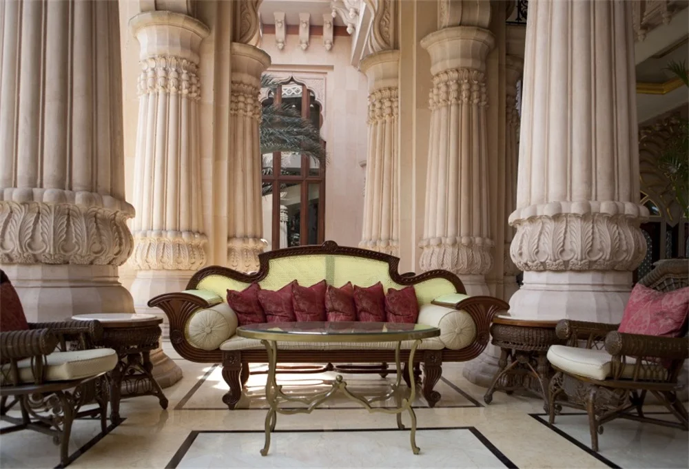 

Laeacco Palace Interior Pillars Sofa Armchair Photographic Backgrounds Customized Photography Backdrops For Photo Studio