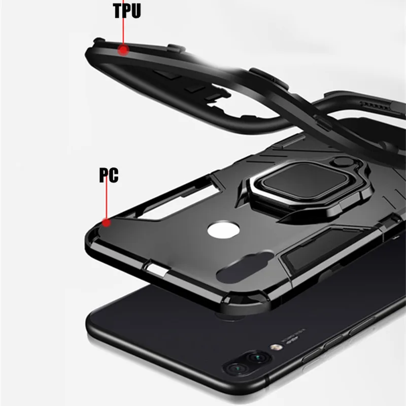 Защитный чехол для Xiaomi Redmi Note 7 ТПУ силикон ударопрочный жесткий PC задняя крышка Mi