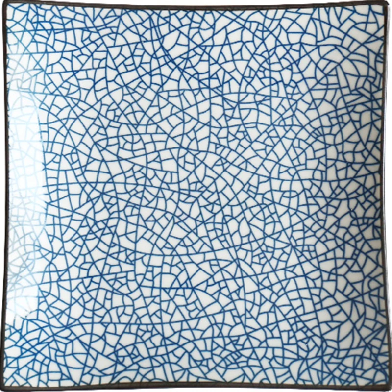 

Japanese Ceramic Square Shape Dinner Dish Plate Crockery Factory wholesale Ceramic Dinnerware Blue and White Bone China