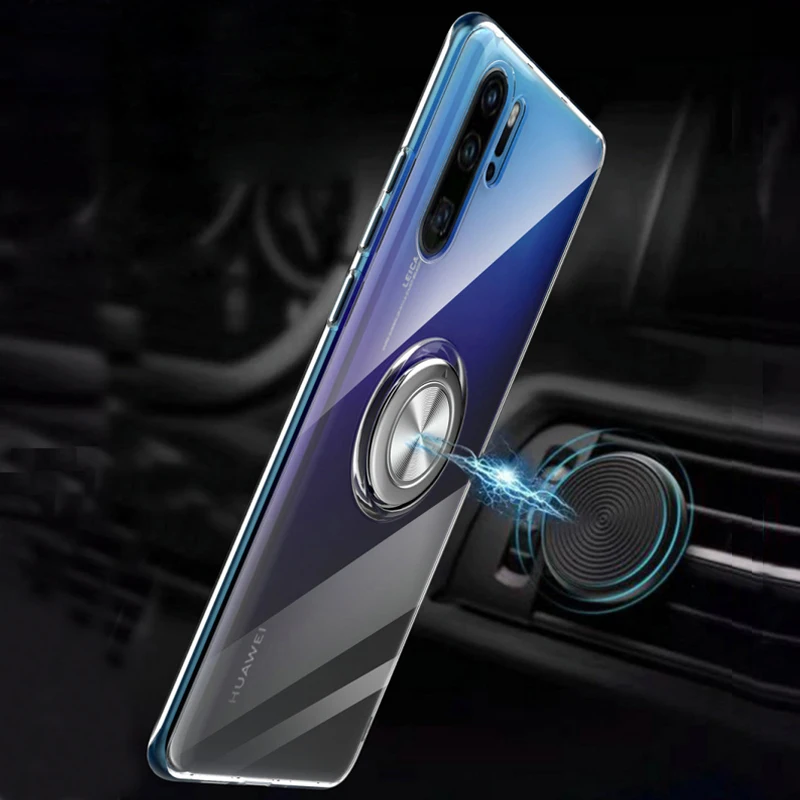 1 шт. для huawei P30 Pro P30 Lite P30 вращающийся магнитный автомобильный держатель противоударный Прозрачный чехол для huawei P20 Pro P20 Lite Nova 3E