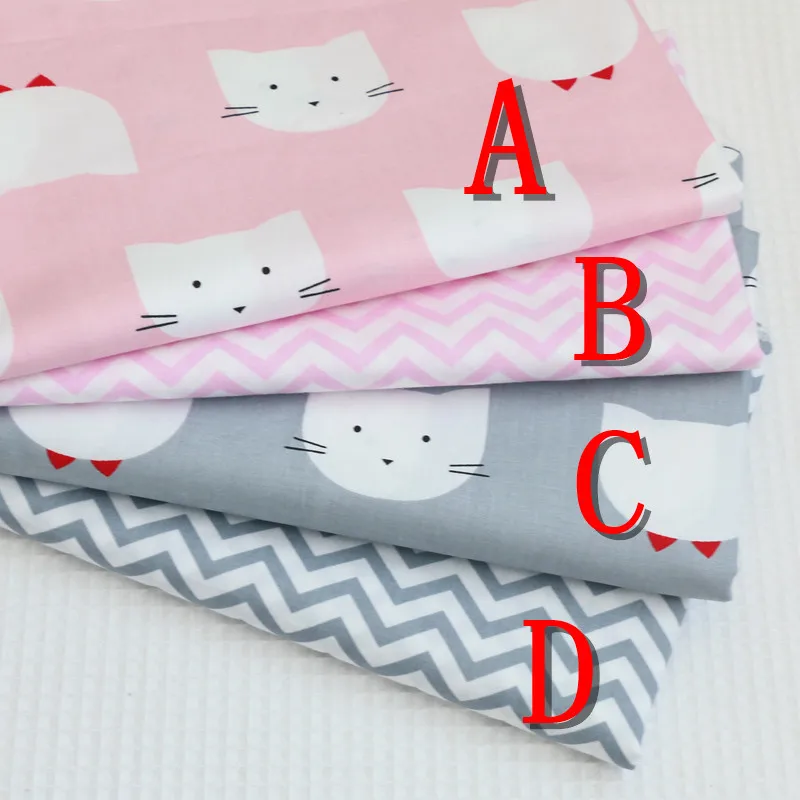 100% хлопковая Лоскутная Ткань с принтом кошек и волн для рукоделия ткань шитья