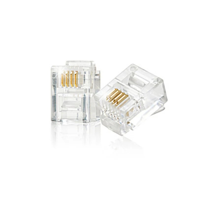 

100PCS/Set Crystal Head RJ11 6P4C Modular Plug Gold Plated Network Connector