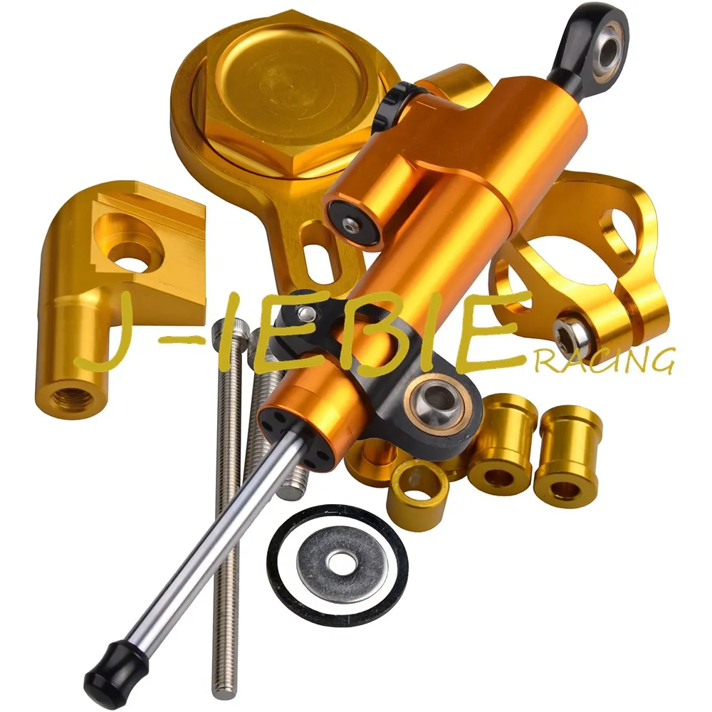 Демпфер руля с ЧПУ Стабилизатор и золотой кронштейн для крепления Yamaha YZF R1 1999-2005