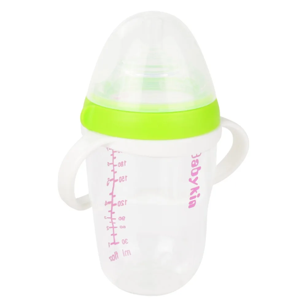 Babykin Tritan Breast Tactility Feeder 280ML(9fI oz) Big Mouth Silicone Baby Bottle with Handle Simulation of Nipple Design |