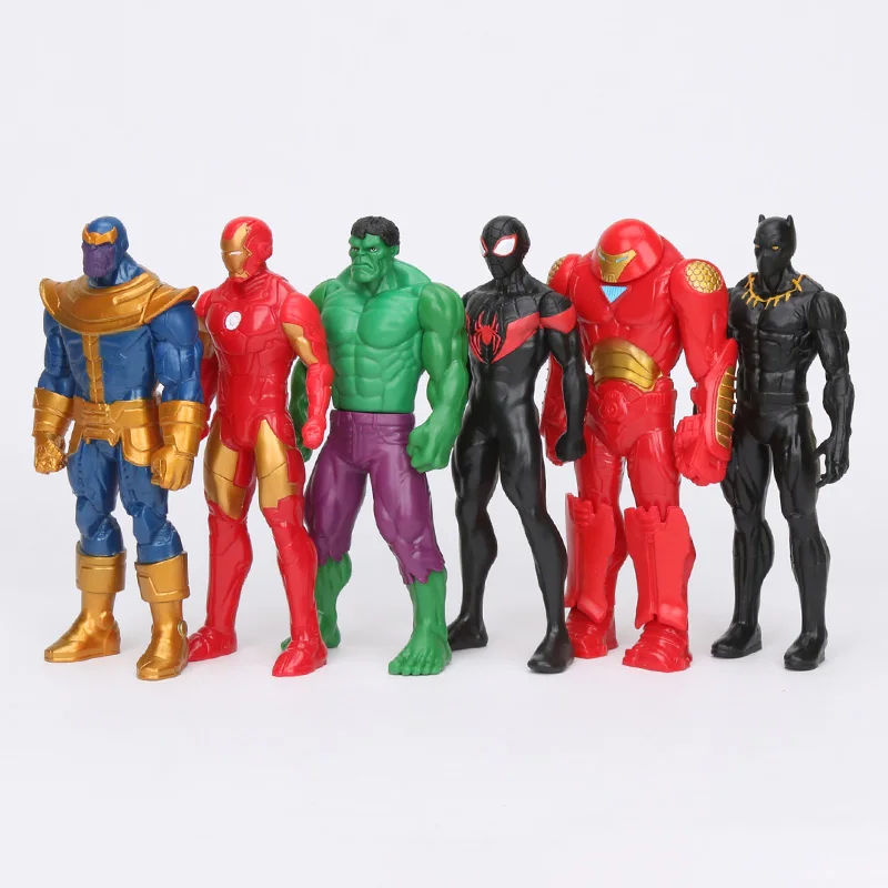 8 шт. игрушки Marvel 15 см Мстители 4 основные персонажи Черный Человек-паук Халк Железный человек Черная пантера ПВХ фигурка Коллекционная модель