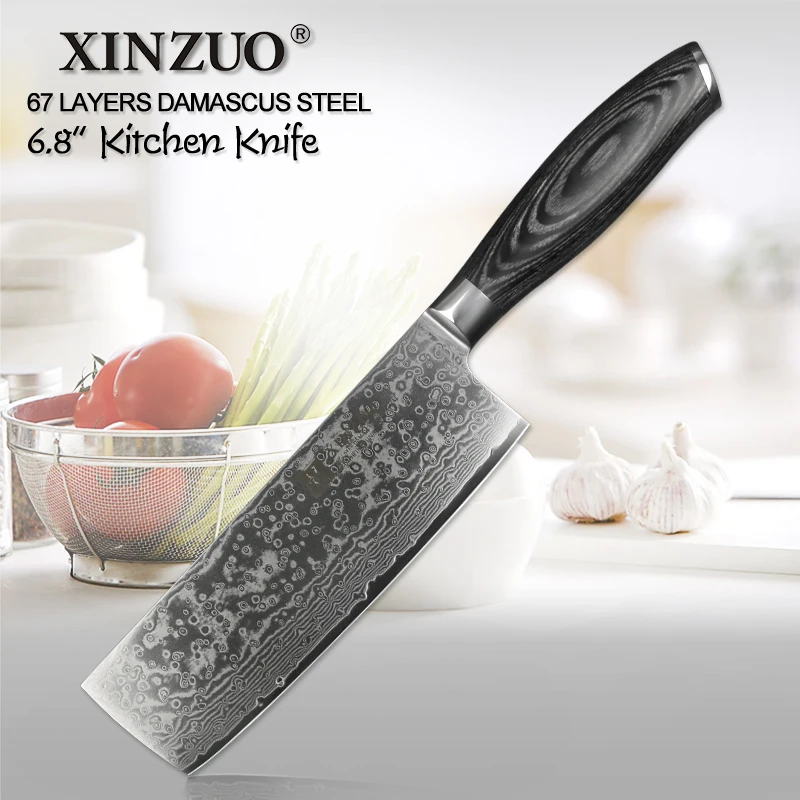 XINZUO 6,8 ''дюймовый Nakiri кухонный нож VG10 Дамасские стальные поварские ножи японский нож мясника мясные ножи Pakka деревянная ручка