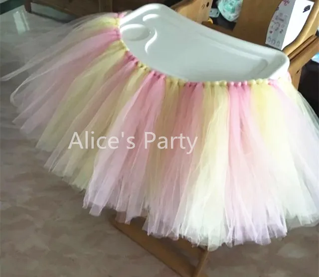 Pink Light yellow Розовый галстук-бабочка баннер Дети Девочка высокий стул детская юбка принцесса первый флажок на день рождения ребенка 1 вечерние Декор Детская гирлянда - Цвет: Pink Light yellow