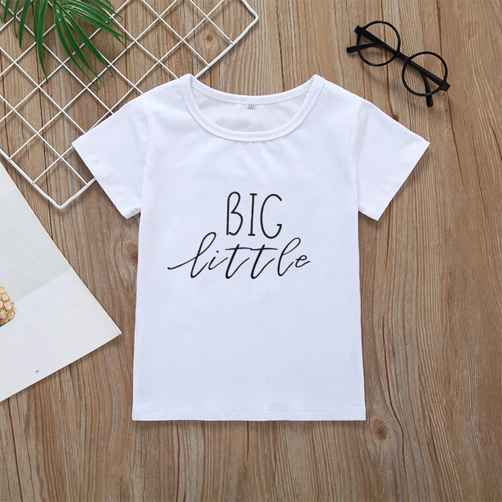 Изысканные наряды для маленьких мальчиков и девочек футболка Комплект больших