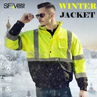 ANSIISEA 107 класс 3 высокая видимость Водонепроницаемая Защитная куртка-бомбер зимняя Защитная Экипировка Мужская зимняя утепленная куртка