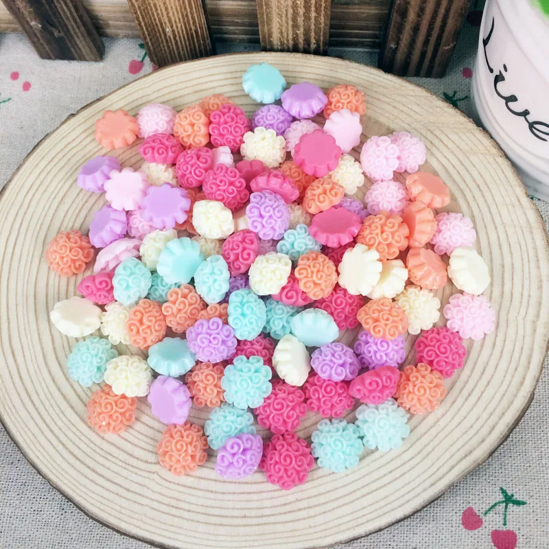 

50 шт микс Цвет с плоской задней Кабошон из смолы с цветком Kawaii DIY из полимера для декорирования вестибюлей Скрапбукинг Аксессуары: 13 мм