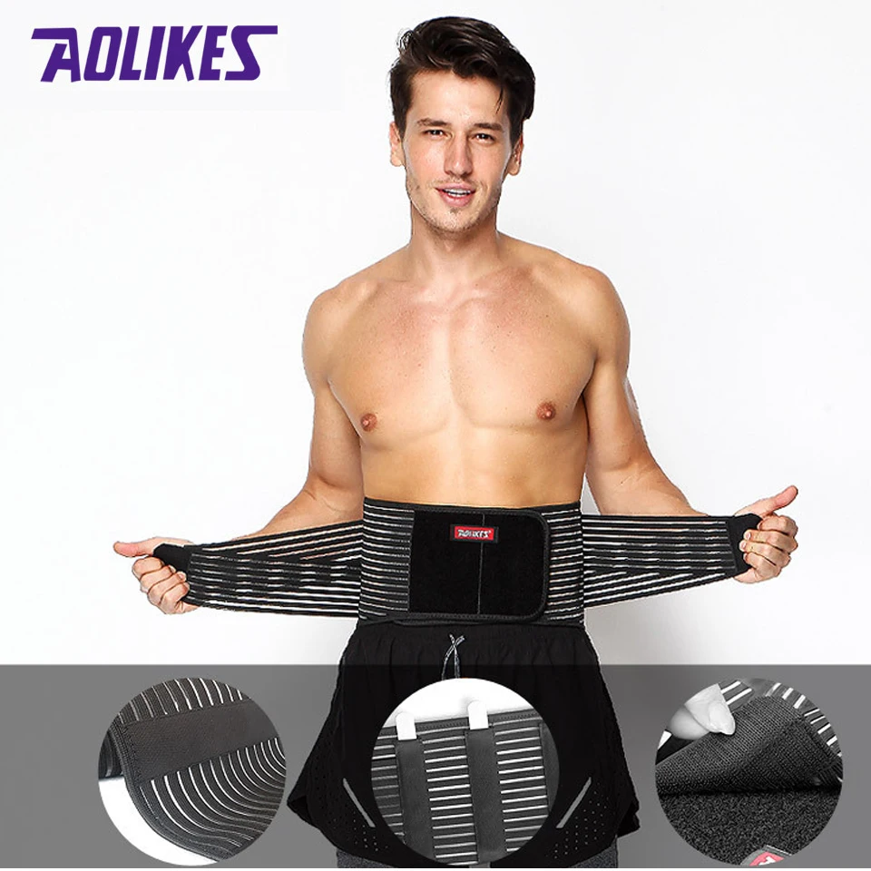 

AOLIKES Lumbar Support Waist Pain Back Injury Supporting Brace For Fitness Weightlifting Belts Sports Safety Corrector Espalda