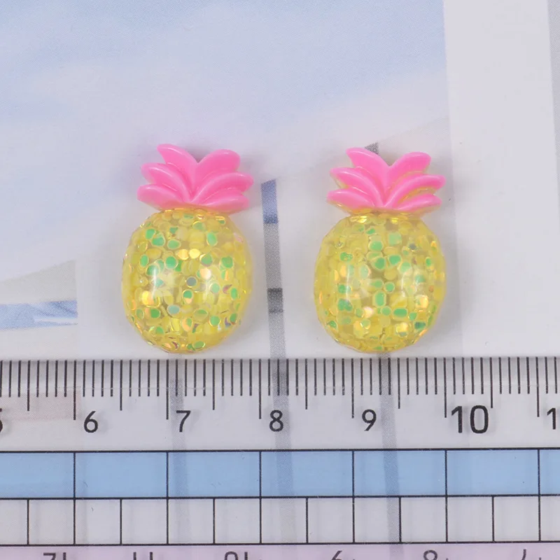 pineapple 10 pieces 10 шт., мини-кулоны для еды, слизи, конфета из смолы, сахарные бусины, слизи, бусина для изготовления, принадлежности с мешочком на шнурке для DIY, альбом для вырезок для рукоделия - Цвет: pineapple 10 pieces