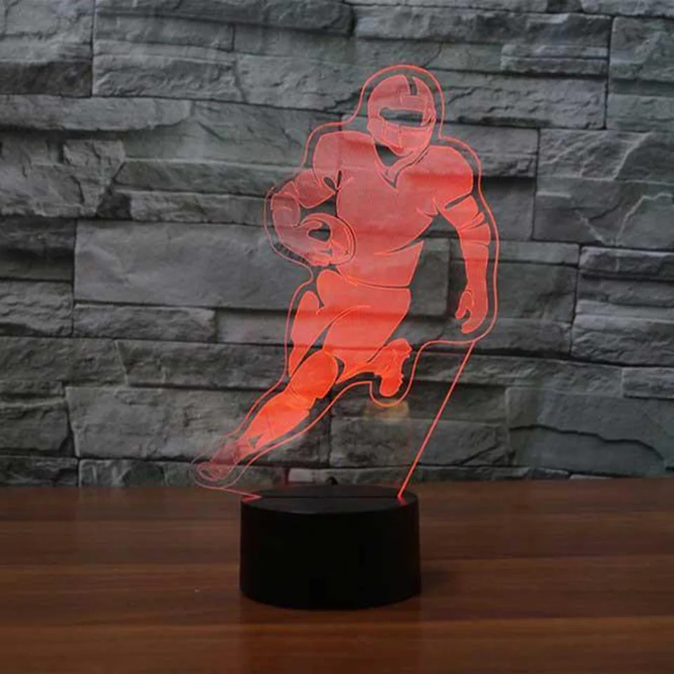 Настольная Светодиодная лампа 3D для футбольного игрока спальня офис домашний