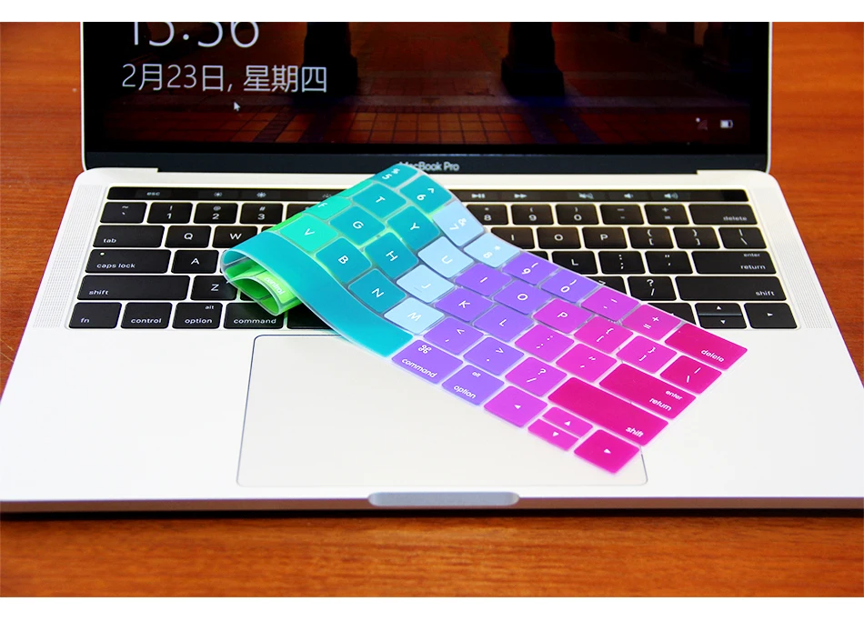 Новинка Градиент Радуга крышка клавиатуры Наклейки Protector кожи для MacBook Pro 1" a1706 15" A1707 Retina с сенсорным крючок и ID