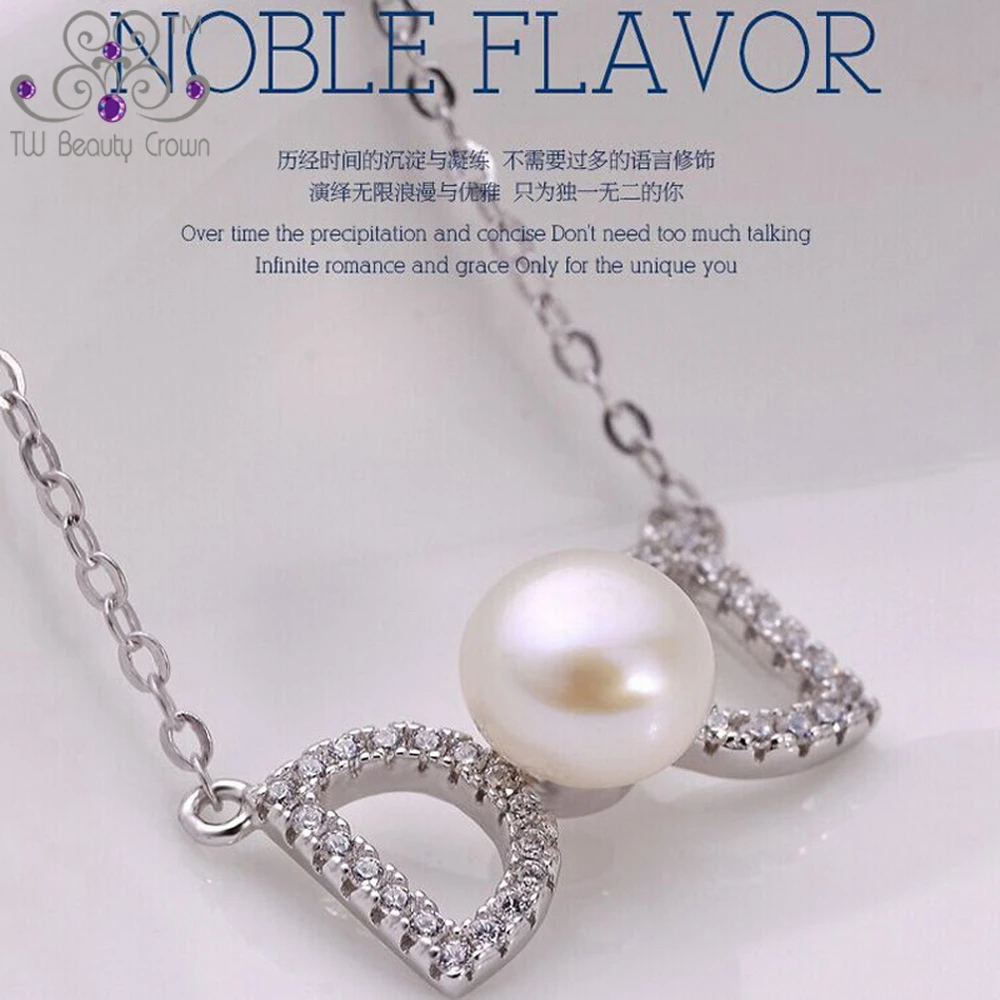

Real 925 Sterling Silver Elegant Simulated-Pearl Bowknot Pendants Necklaces For Women Young Ladies Female Jewelry Lovers Gifts