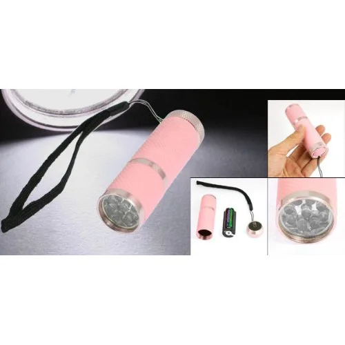 LNHF Big Wholesale Hot Sale 43g Nylon Outdoor Mini Pink Rubber Coated 9-LED Flashlight Torch