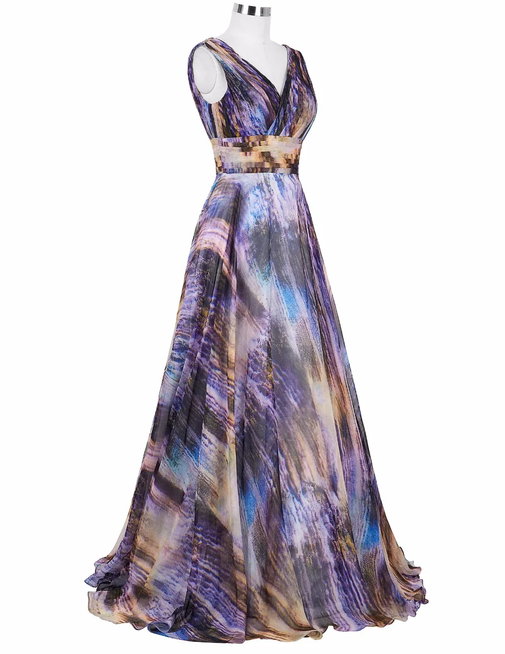 Реальные Изображения Платье Выпускного Вечера Длинные 2017 Sexy V Шеи Шифон Line