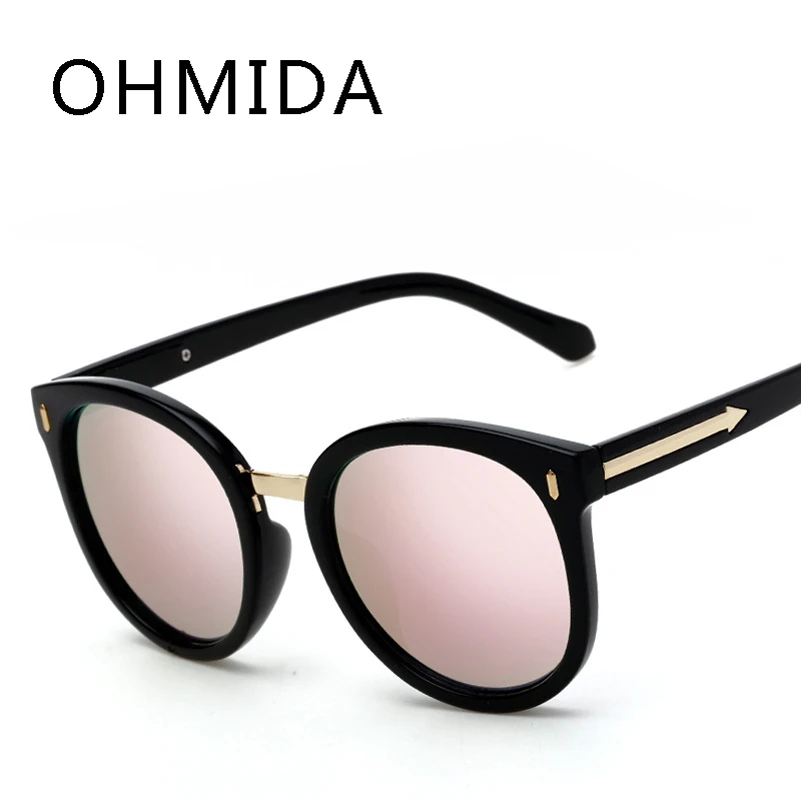 OHMIDA зеркальные солнцезащитные очки для женщин 2019 Круглые розовые UV400 Винтаж