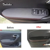 tonlinker cover case stickers for vw volkswagen polo 2011 17 diy car styling pu leather skin door armrest steickers 4pcs holster