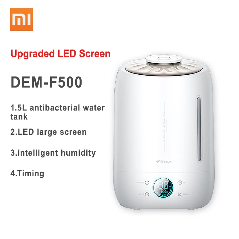 Deerma F500 Xiao DEERMA DEM-F600 увлажнитель воздуха xiaomi Air Ху mi Арома mi st чайник эфирное масло Сенсорный экран mi Регулируемый туман 5L на России - Цвет: Deerma F500