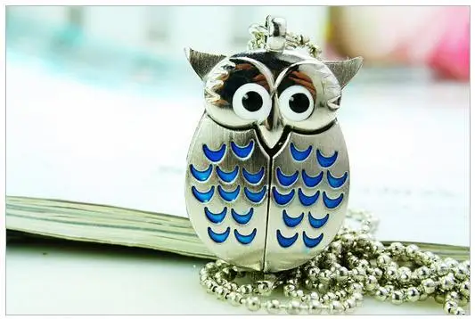 

Special Designed Pocket Fob Watch Mini Metal Key Ring owl Double Open Quartz Alloy Analog Watch Clock Silver Freeshipping