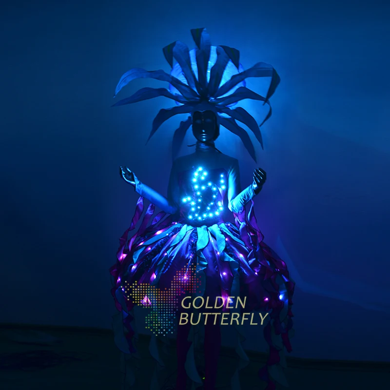 Светящаяся одежда со светодиодной подсветкой для женщин 2017 новый костюм цирка