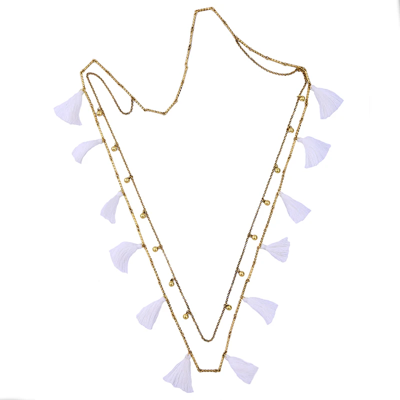 Этническая Стиль Длинная цепочка Белый кисточкой Цепочки и ожерелья новые