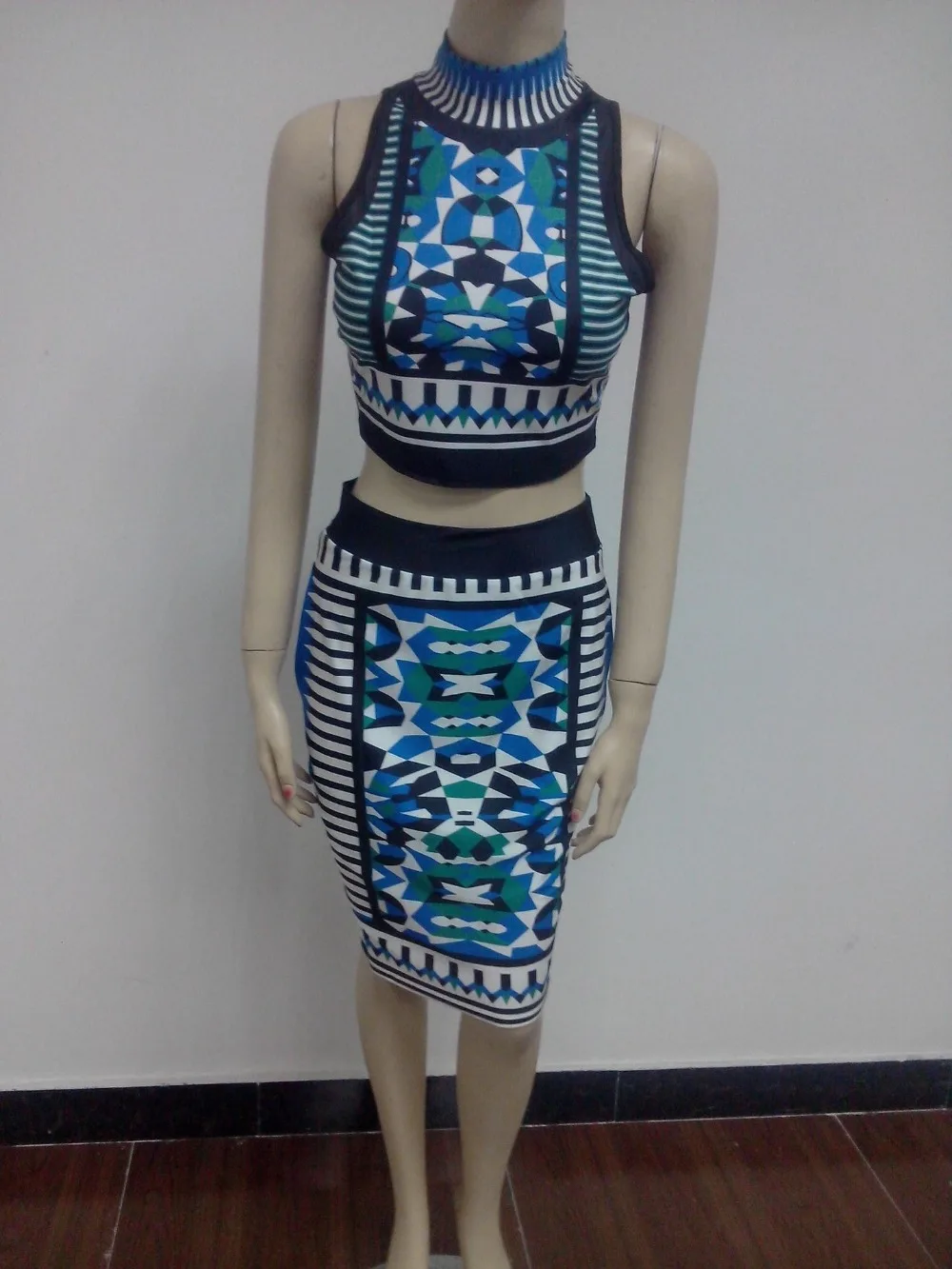 New Style Vintage 2 Piece Bandage Bodycon Dress Women Celebrity Sleeveless Sexy Club Dresses S M L | Женская одежда