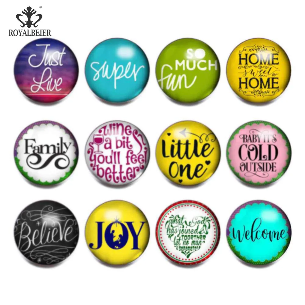 Стеклянная Кнопка Royalbeier для украшения 18 мм 12 шт./лот|18mm snap button|letter buttonsnap button 18mm |