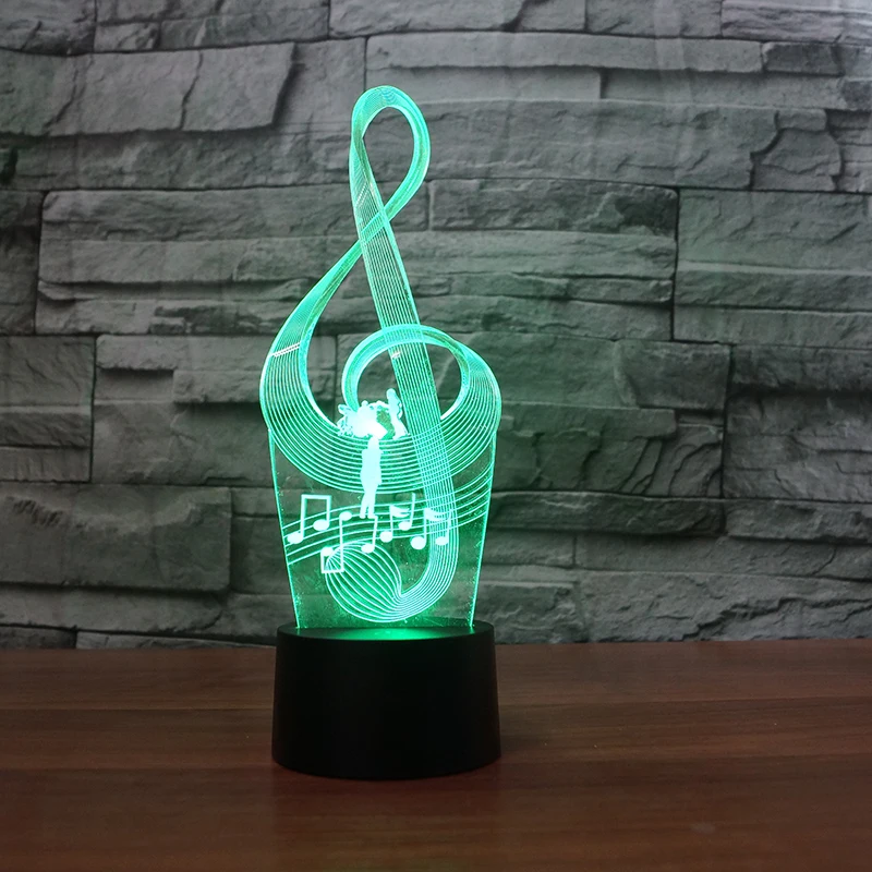 Музыкальная нотация лампа 3D Ночник детская игрушка LED сенсорная настольная 7