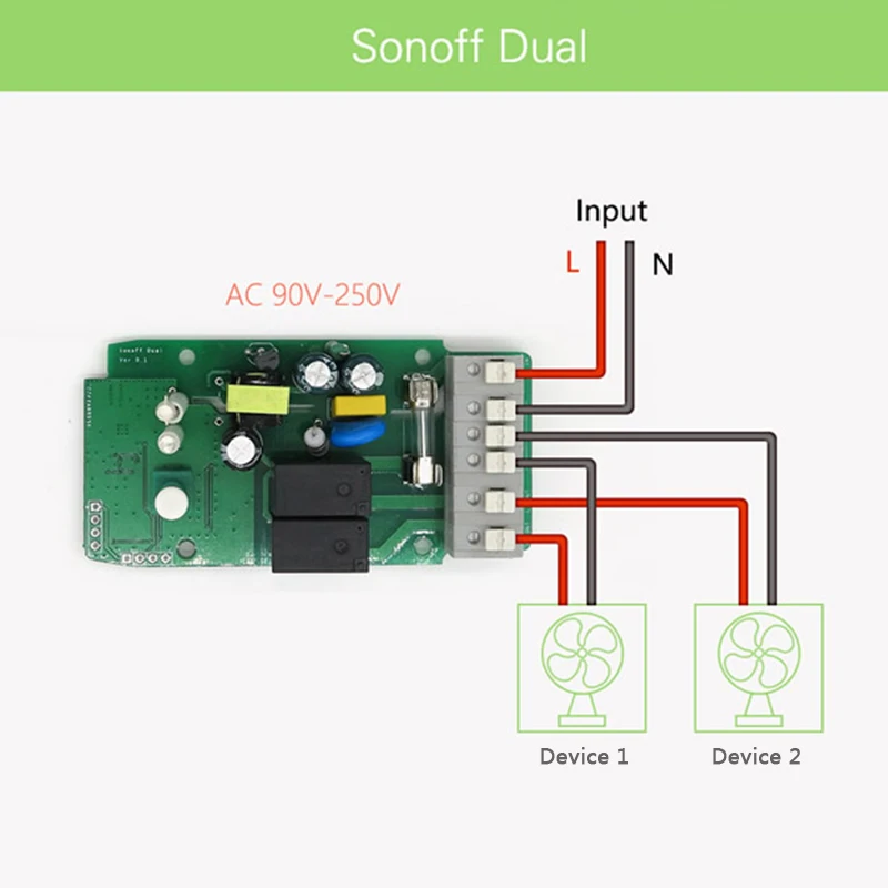 Sonoff двойной 2CH Wifi освещение переключатель мульти-устройство управления led два