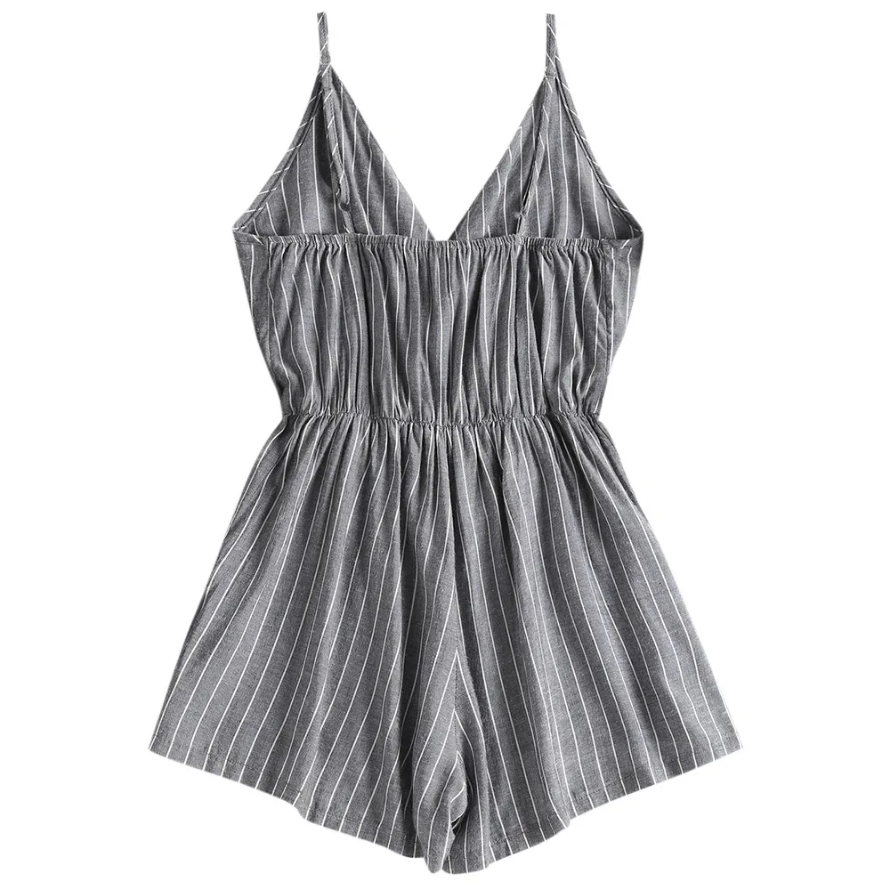 Новинка 2018! Летний женский комбинезон с лямками повседневный без рукавов на