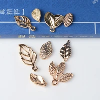 50pcs gold tone alloy material small leaf charm hollow leaf pendant for wedding head diy handmade jewelry making