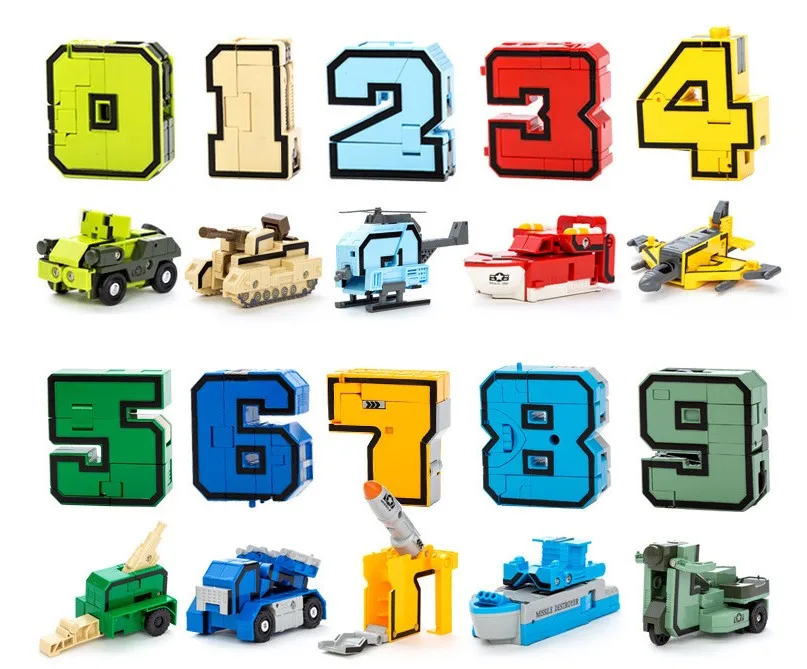 10Pcs in 1 Robot Bricks City Creative Assembling Educational Action Figures Transformer Number Building Block Model Toy for kids | Игрушки и