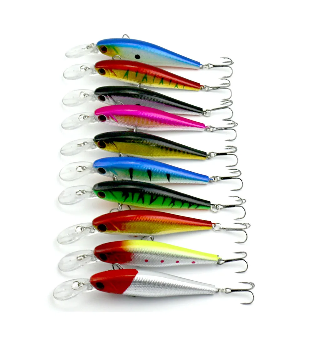 

HENGJIA 10 pcs/lot Fishing Lure 0.5-1.5M Deep swim hard bait fish 11CM 9G artificial baits minnow fishing wobbler japan pesca