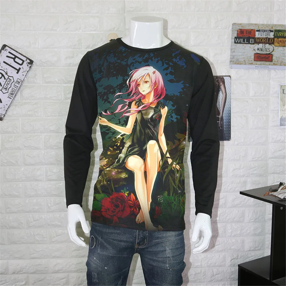Косплей Новые Guilty Crown футболки мужские с длинным рукавом Мода Аниме OUMA SHU футболка