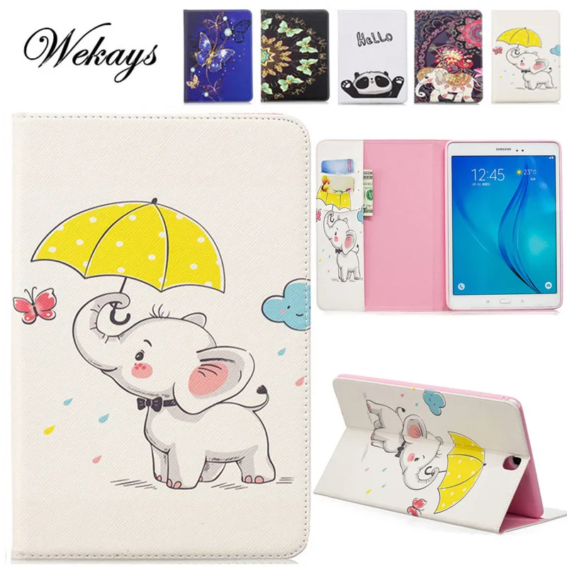 

Wekays For Samsung Tab A T555 Cartoon Elephant Leather Funda Case For Samsung Galaxy Tab A 9.7" T550 T551 T555 Tablet Cover Case