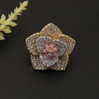 lanyika fashion jewelry graceful lucky flower micro paved brooch pin for engagement banquet party luxury bridal best gift