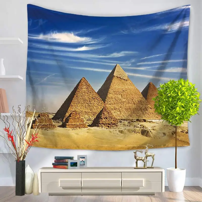 

Home Decorative Wall Hanging Carpet Tapestry 130x150cm Rectangle Bedspread pyramid Art Old Building Scenic Pattern GT1063