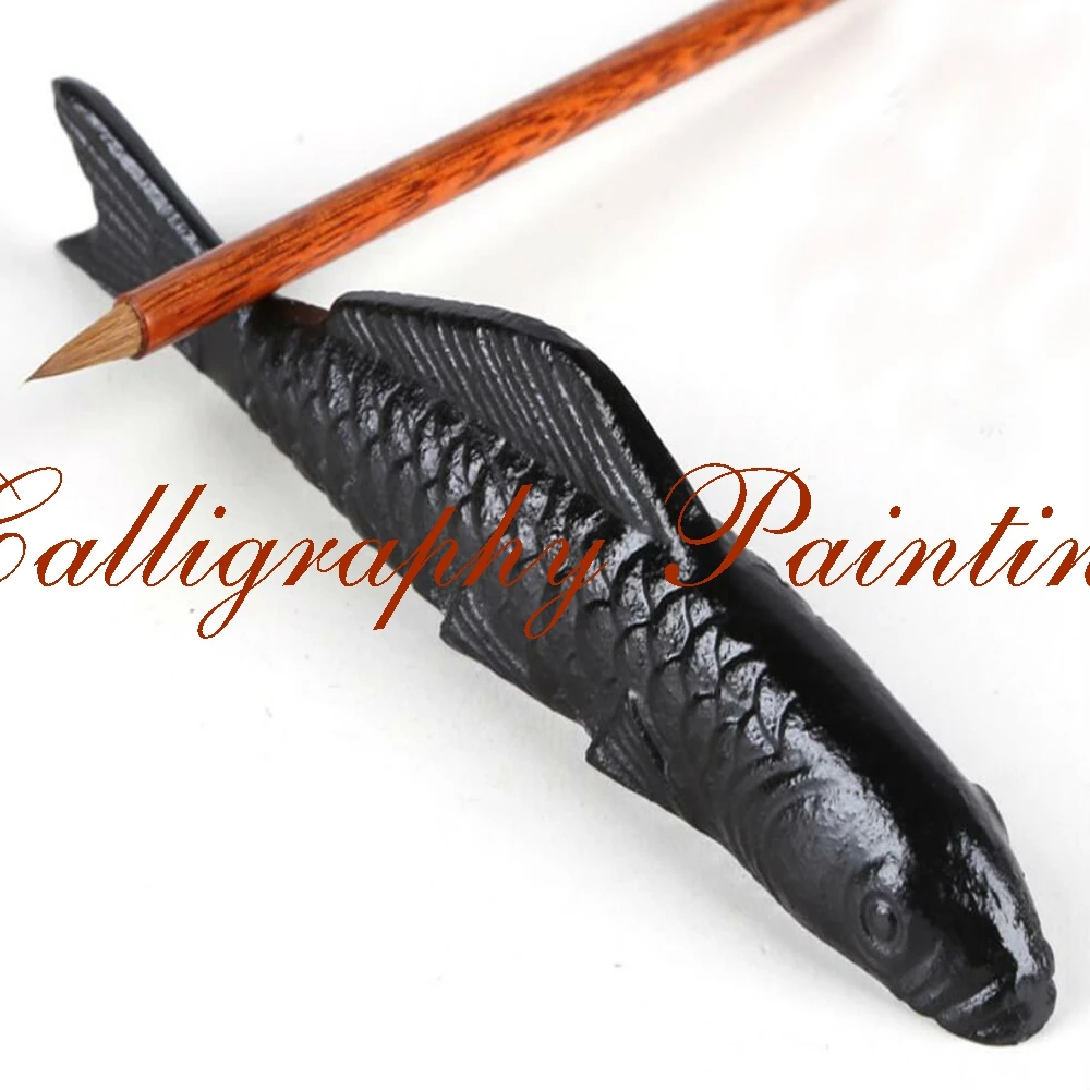 1pc Japan Iron Koi Carp Fish Shape Paperweight Brush Rest Calligraphy Painting Tool | Канцтовары для офиса и дома
