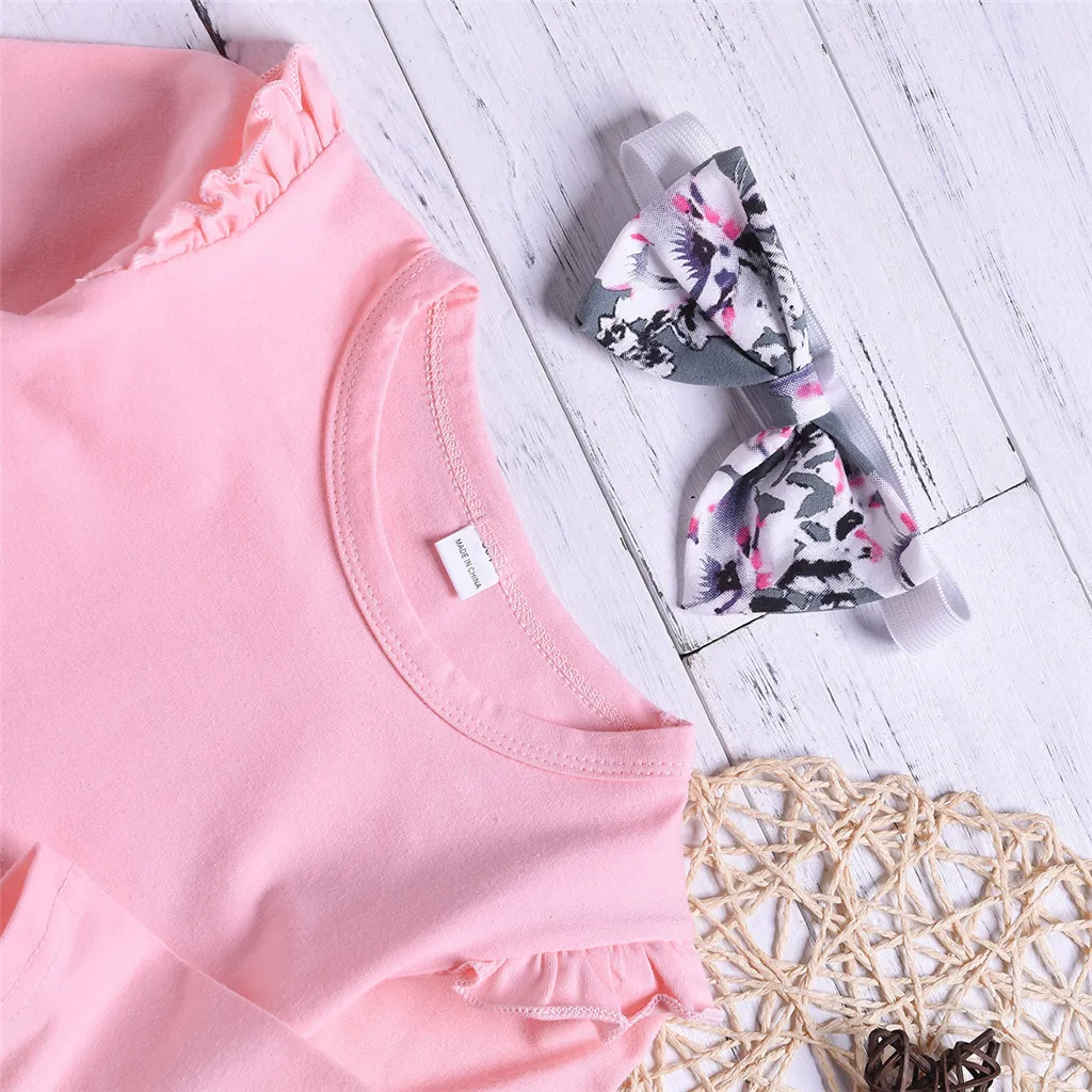 Одежда из 3 предметов милый комплект для маленьких девочек кружевной топ с