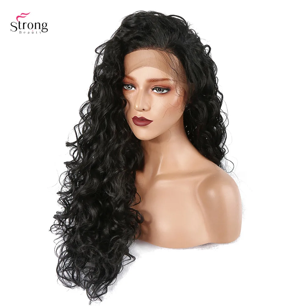 StrongBeauty 24 &quotсинтетический парик фронта шнурка для женщин длинные вьющиеся волосы