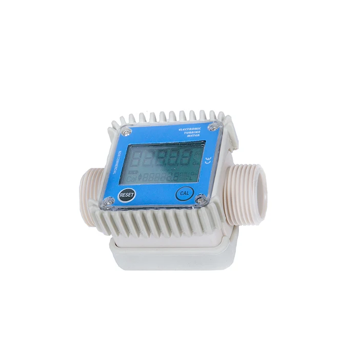 G1'⟾male thread connection PA Nylon Material 10~120 L/min Flow Range and Battery supply K24 Electronic Turbine meter |