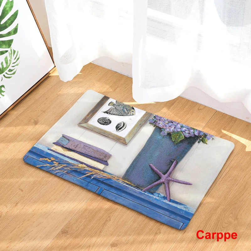 The Mediterranean Style Furnishings Print Carpets Anti-slip Floor Mat Outdoor Rugs Scenery Front Door Mats | Дом и сад