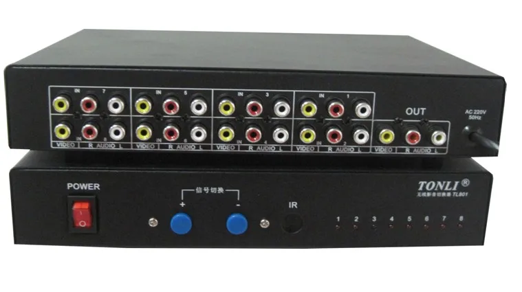 Av коммутатор с 8 портами и пультом дистанционного управления Переключатель RCA для